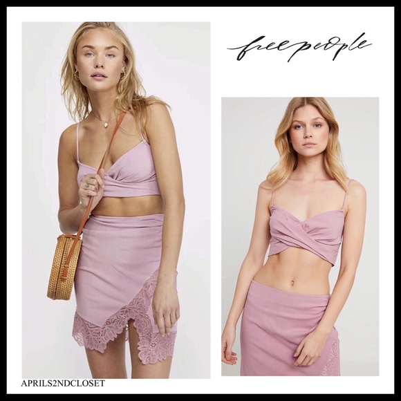 FREE PEOPLE BOHO KNIT MINI SKIRT CAMI TANK CROP TOP BOHEMIAN 2 PIECE SET A3C - Picture 16 of 16